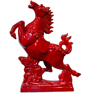 唐三彩陶瓷马礼品家居办公室客厅摆件红马玄关橱窗工艺品