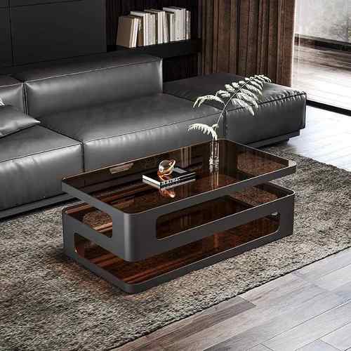 长方形茶几钢化玻璃茶桌小户型客厅家用简约现代轻奢新款意式茶几