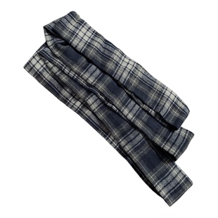 秋季潮牌蓝色格子学院风年轻长条围脖男休闲百搭配饰少年感围巾女