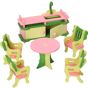 儿童木制仿真diy拼装家具迷你家具女孩益智手工组装模型玩具礼物