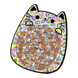 卡通治愈系异形拼图小猫带框高清盖板摆台支架益智玩具拼板小礼物