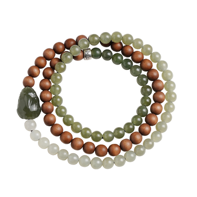 正品老山檀手串貔貅天然和田玉