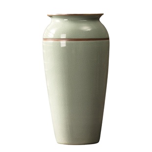 景德镇汝窑青釉花瓶新中式陶瓷摆件干花插花玄关酒柜客厅装饰品