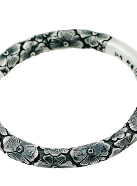 云南实心复古风疏影银手镯