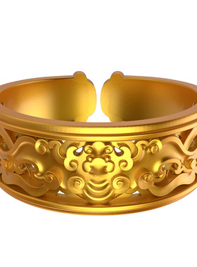 金米黄金戒指福祉金开口戒指