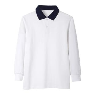 中学生校服长袖长裤高中生藏青色白色上衣polo衫初中生班服外套装