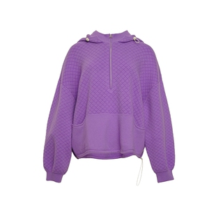 谷邦连帽宽松卫衣女2025秋冬新款菱形格子休闲显瘦长袖上衣外套