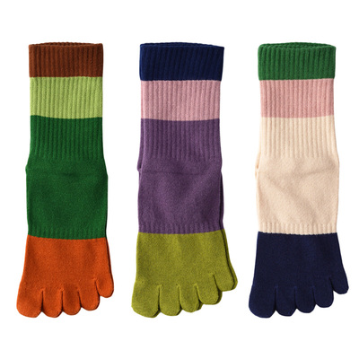 内田纯棉五指防臭中筒袜女款