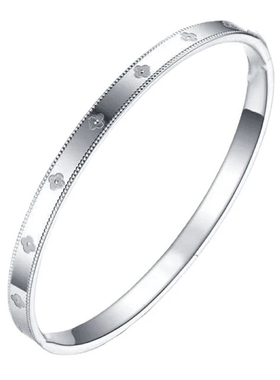 纯银手镯实心万花筒四叶草镯子