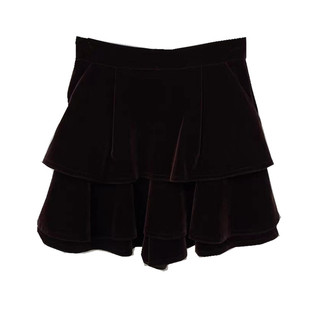 超高腰黑色金丝绒半身裙裤女秋冬大码显瘦小个蛋糕裙遮胯蓬蓬短裙