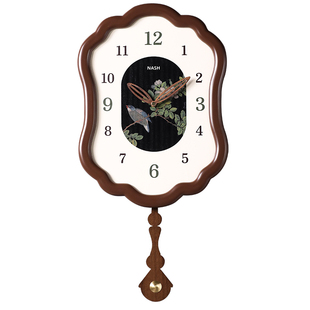 2026新款法式中古风挂钟高级新中式复古艺术钟表客厅创意挂墙时钟