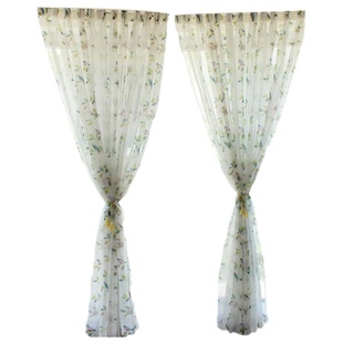 小清新纱帘成品窗纱定制窗帘半遮光印花飞燕归来隔断纱咖啡帘门帘