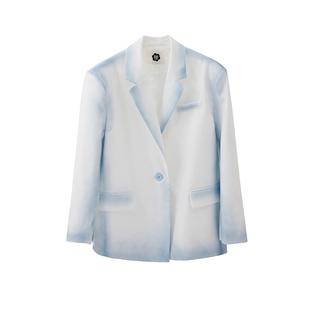 有耳uare原创设计 氤氲气息 手工渐变晕染西装外套