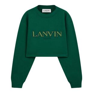 【6期免息】LANVIN浪凡 女士春夏季复古休闲套头LOGO卫衣短上衣