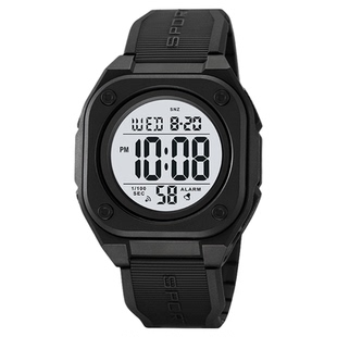 新款时尚潮流男士手表多功能运动防水电子表秒表倒计时方形男表潮