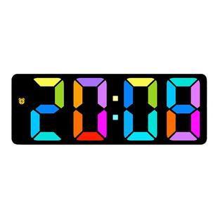 新款简约大字体床头数字电子钟夜光RGB幻彩创意静音七彩变色闹钟