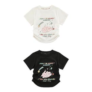 幼悠 女童兔子印花T恤修身款夏季童趣可爱罗纹领口亲肤不闷短袖潮