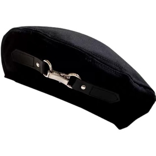 日系拽酷金属贝雷帽女百搭春秋复古优雅气质黑色爱心画家帽网红潮