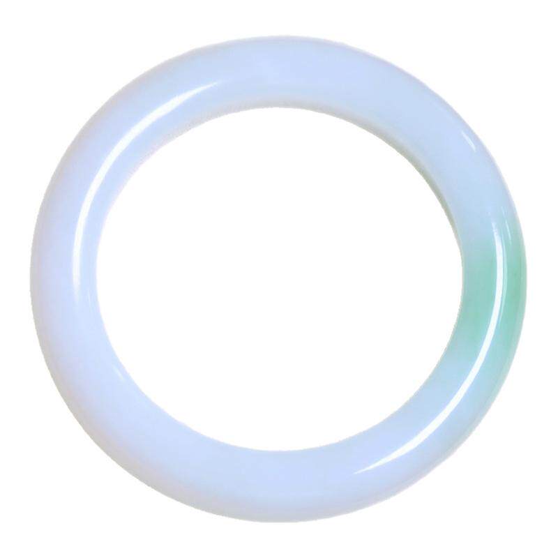 珪宝和田玉白翠青宽条手镯55.8mm
