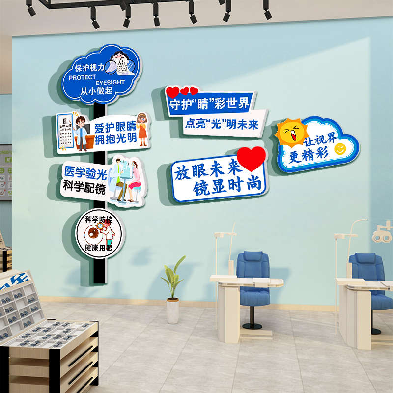 眼睛装饰挂画镜店墙面文化背景广告海报验光室中心形象玻璃门贴纸