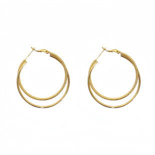 「流沙素圈」经典法式简约时髦高级百搭复古双层圈圈耳环耳环耳夹