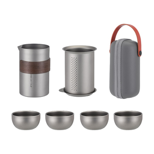 纯钛户外快客杯露营便携式鹰嘴泡茶器家用一壶四杯旅行茶具套装