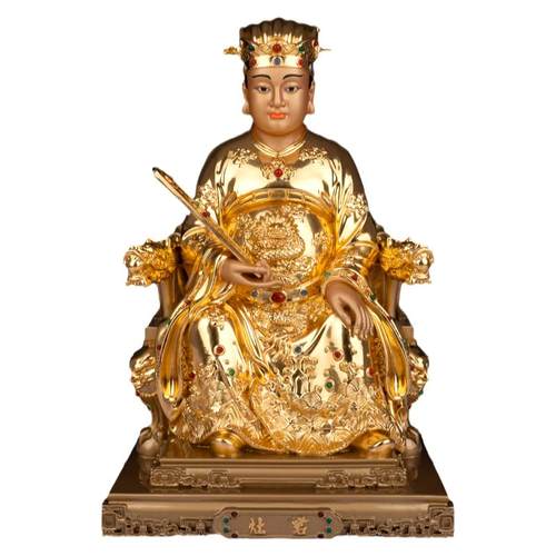 秦歌黄铜手工贴金彩绘灶王爷神像家用厨房灶君司命星君像灶神摆件