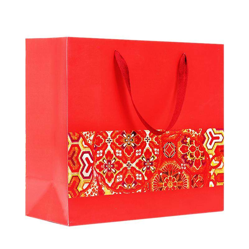 中国风礼品袋红色新年回礼袋超大号结婚手提袋糖果礼盒烟酒包装袋