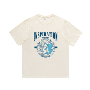 奶杏色t恤女短袖ins潮oversize小众设计感小个子正肩t恤女夏宽松