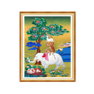 5d钻石画和气四瑞满钻新款客厅藏式唐卡吉祥大象猴子点贴钻十字绣