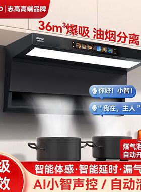 iCongo志高高端品牌顶吸油烟机家用厨房7字型顶侧双吸大吸力油机