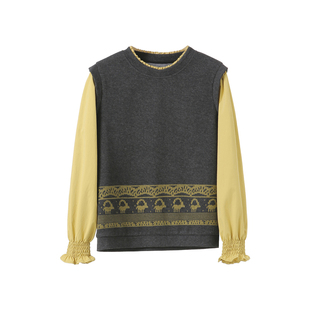 李子木先生撞色磨毛休闲假两件卫衣女2025冬季百搭洋气上衣打底衫