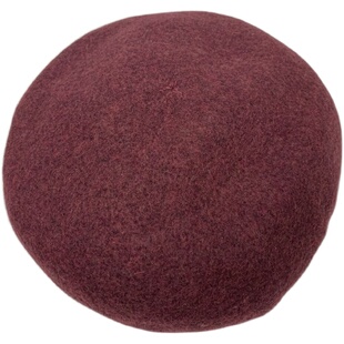 出口新款日本高品质材料女士秋冬酒红时尚 气质羊毛贝雷女帽子 