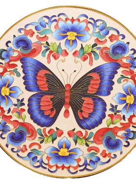 掐丝装饰礼品手工玄关彩蝶坐盘