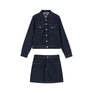 pusumede牛仔玩家 美式复古牛仔外套女休闲宽松夹克a字半身裙套装