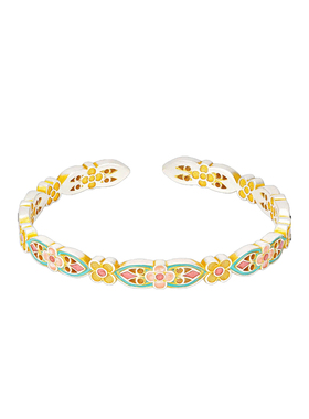 足银999描金珐琅彩繁花手镯女