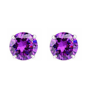 买三对送一 s925纯银耳钉女甜美紫色钻耳钉防过敏养耳洞不褪色