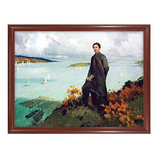 问苍茫大地谁主沉浮-年轻有为毛主席文雅帅气油画高清微喷装饰画
