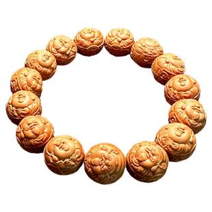 大财弥文玩猴头手串高端精品正圆光珠雕刻财神爷弥勒佛男款橄榄核
