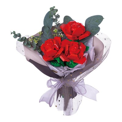 佳奇积木JAKI玫瑰积木花束礼物