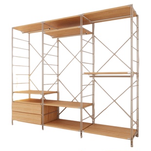 卧室防尘衣架储物柜落地日式置物架衣服置物架衣帽间架开放式衣柜