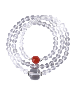 天然白水晶南红桶珠银女手链包邮
