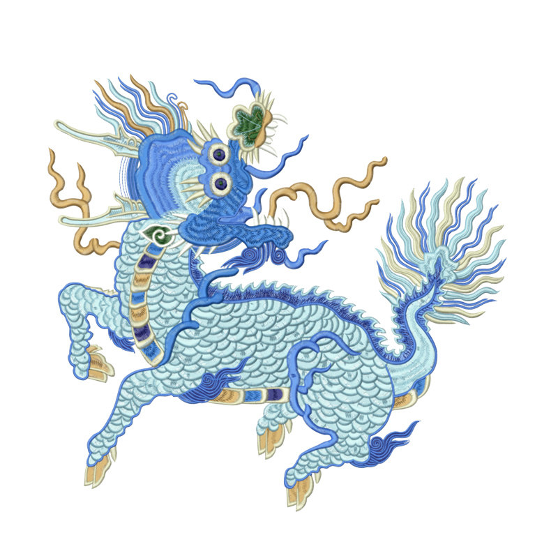 汉服麒麟中国风电脑绣花emb格式