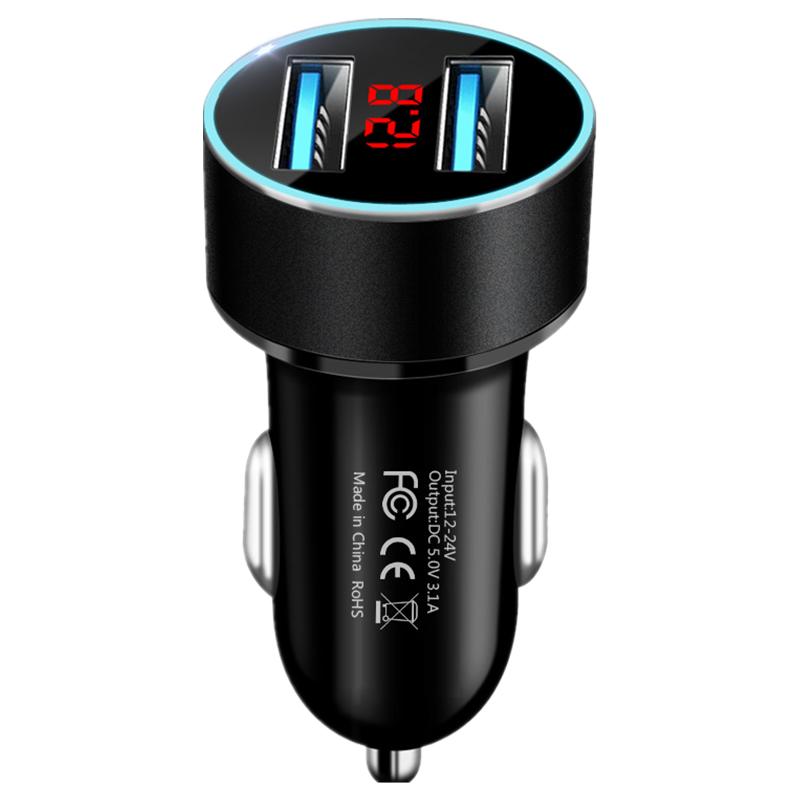 12V-24V车载点烟器电源双usb汽车插头快速手机充电器一拖三数据线