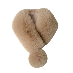 狐狸毛围巾女冬季加厚双面百搭简约气质护颈仿皮草獭兔毛领球围脖