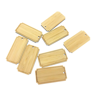 空白竹制小吊牌挂饰竹制包包礼盒花篮吊牌饰品定制logo激光刻字