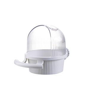 小鸟喂食器防溅食盆马卡龙配色带站杆笼内固定横丝鸟笼大容量食盒
