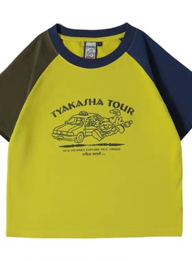 niko and ...TYAKASHA合作系列26夏季新款潮流插肩短袖T恤666547