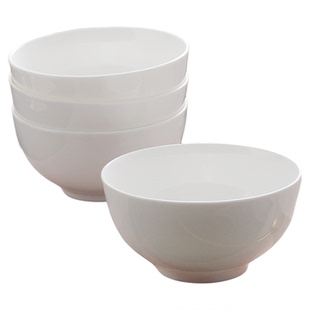 碗4个装纯白骨瓷碗4.5英寸吃饭碗白色陶瓷碗餐具大碗汤碗家用面碗