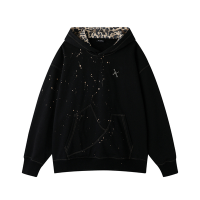 BJHG美式豹纹连帽卫衣男女秋季